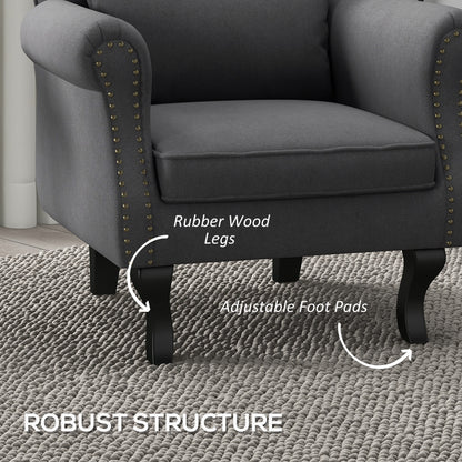 Rolu Zimo Grey Chesterfield Nail Head Style Accent Chair