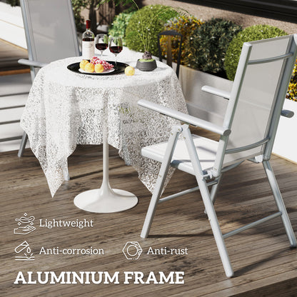 Mina Set of 2 Aluminium Light Grey Folding Outdoor Dining Chairs with Breathable Mesh