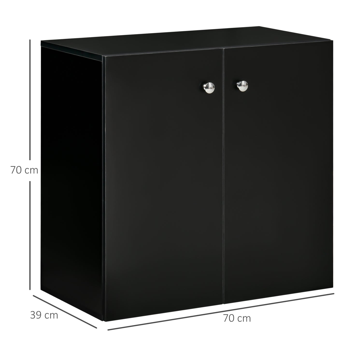 Cosofi Black Wood Freestanding Storage Cabinet 2 Doors 2 Shelves