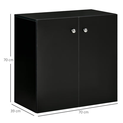 Cosofi Black Wood Freestanding Storage Cabinet 2 Doors 2 Shelves