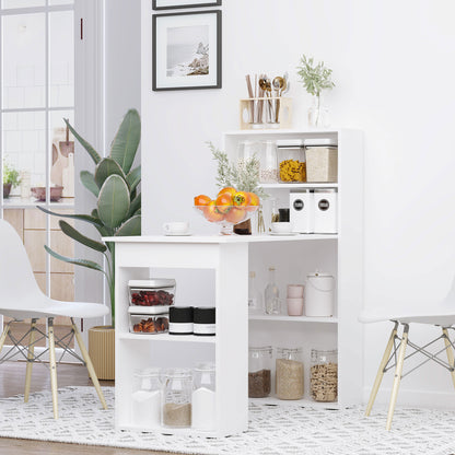 Zire 120cm Wooden White Study Desk With 6 Tier Bookshelf Storage