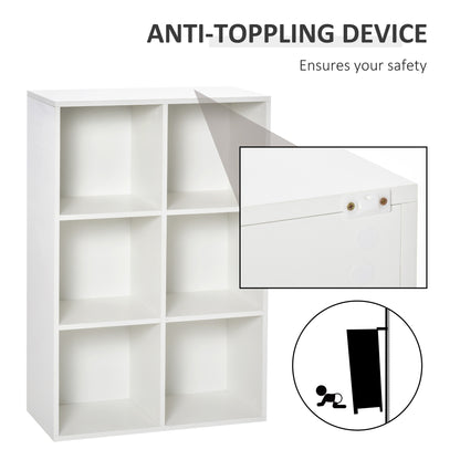 Veniha Nozi Wood White 6 Cube Storage Bookcase