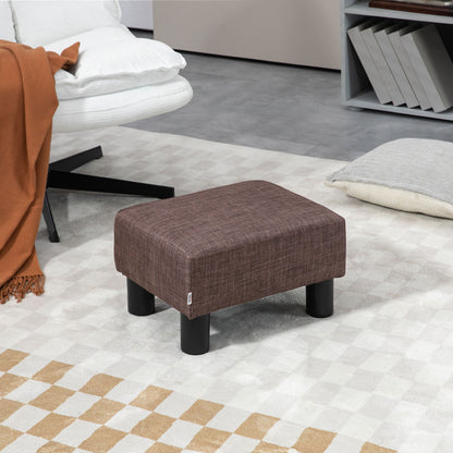 Fata Linen Brown Cube Footstool With 4 Plastic Feet