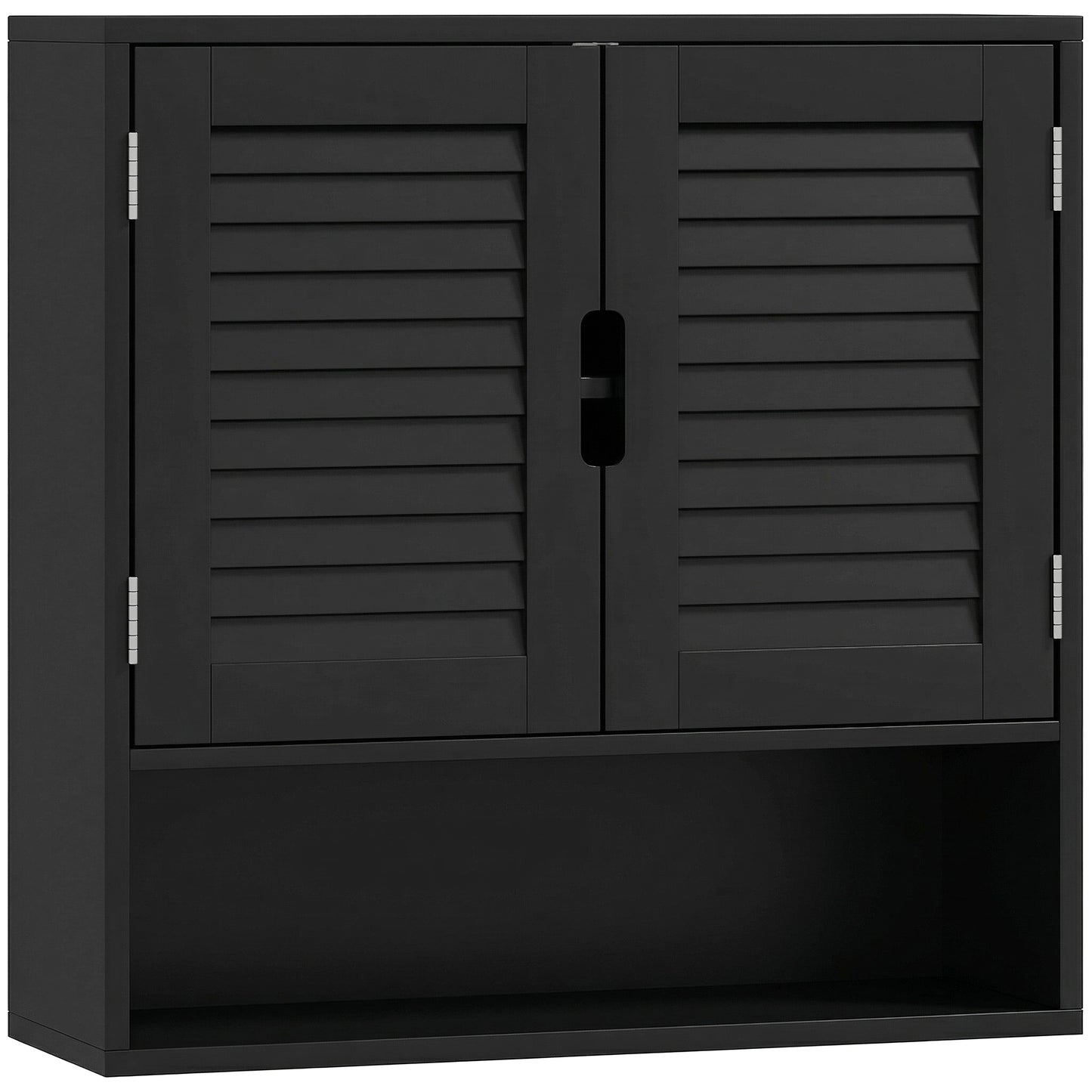Neco Wall Mounted Bathroom Storage Cabinet With Adjustable Shelves Black 60 x 20 x 60cm
