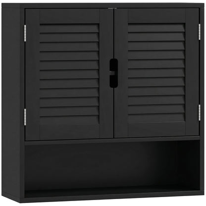 Neco Wall Mounted Bathroom Storage Cabinet With Adjustable Shelves Black 60 x 20 x 60cm