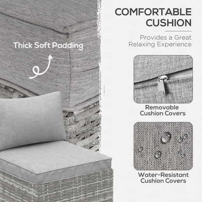 Lemoba Light Grey Rattan Armless Outdoor Armchair With Cushion
