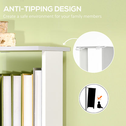 Ziva Wood White And Light Grey 5 Tier Freestanding Bookcase