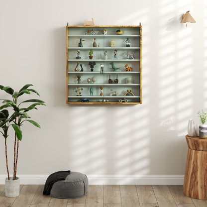 Yovere Wood And Glass Brown 6 Tier Display Cabinet With Glass Doors