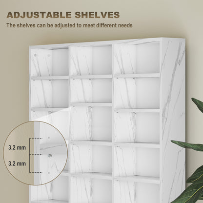 Somole Tano Wooden Marble Effect Adjustable CD Storage Cabinet 102 x 195 cm