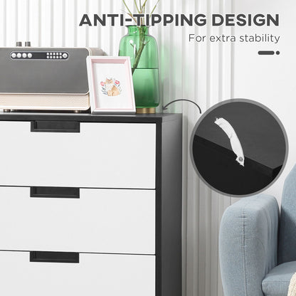 Coraniva White And Black Bedroom Furniture Set With Wardrobe Chest Of Drawers And 2 Bedside Tables