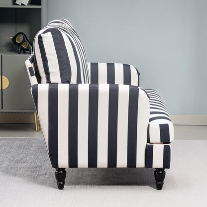 Yosefi Black And White Velvet Cuddle Accent Sofa Stripe Design