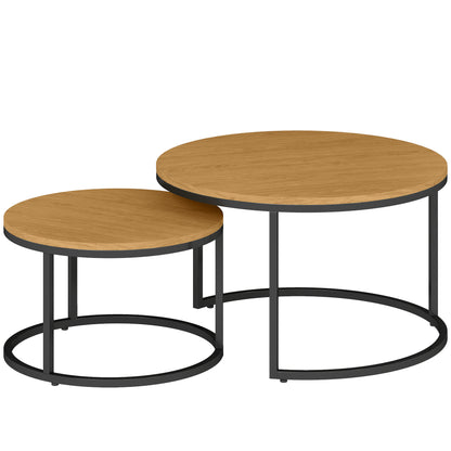 Lenima Rato Set Of 2 Natural Brown Wood Effect Nesting Tables