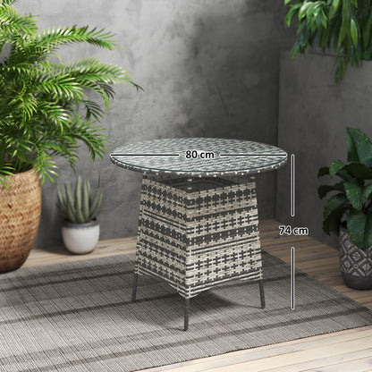 Viveke Rattan Grey Outdoor Coffee Table With Tempered Glass Top And Parasol Hole
