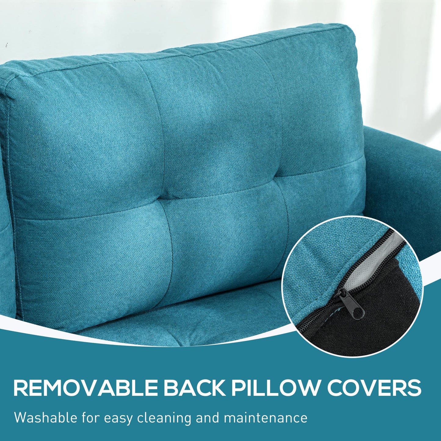 Torono Light Blue Upholstered Modular L Shaped Sofa With Built In Storage