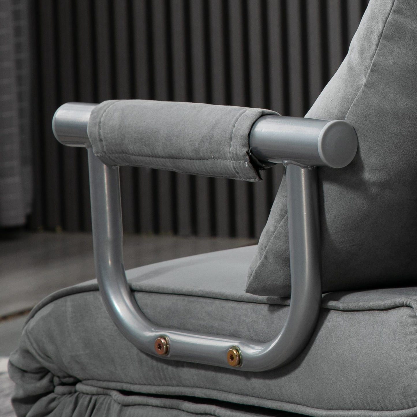 Yorito Suedette Grey Adjustable Back Futon Sofa Chair