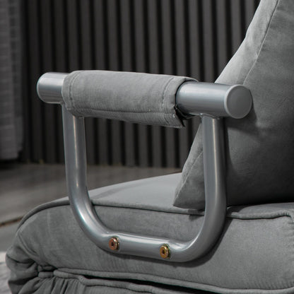 Yorito Suedette Grey Adjustable Back Futon Sofa Chair