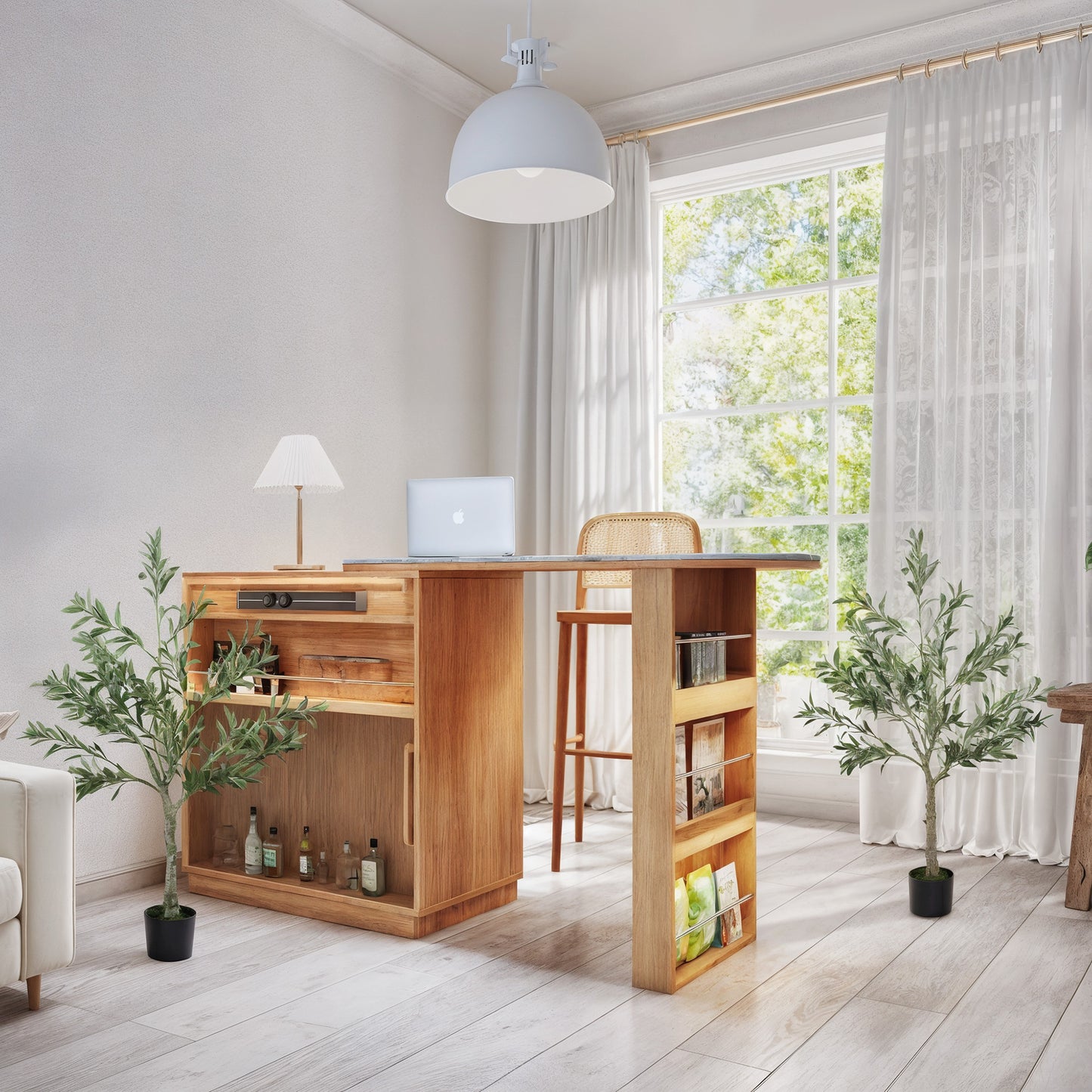 Vakese Pair Of Artificial Olive Style Trees With Silk Leaf Finish