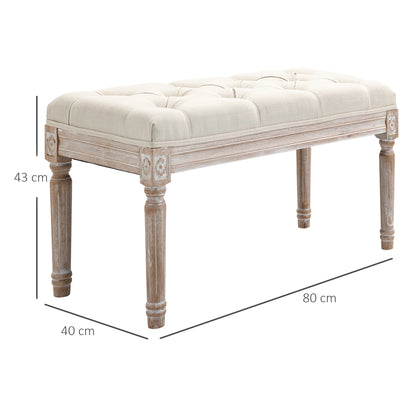 Sose 80cm Fabric Cream Mid Century End Of Bed Bench Tufted Diamond