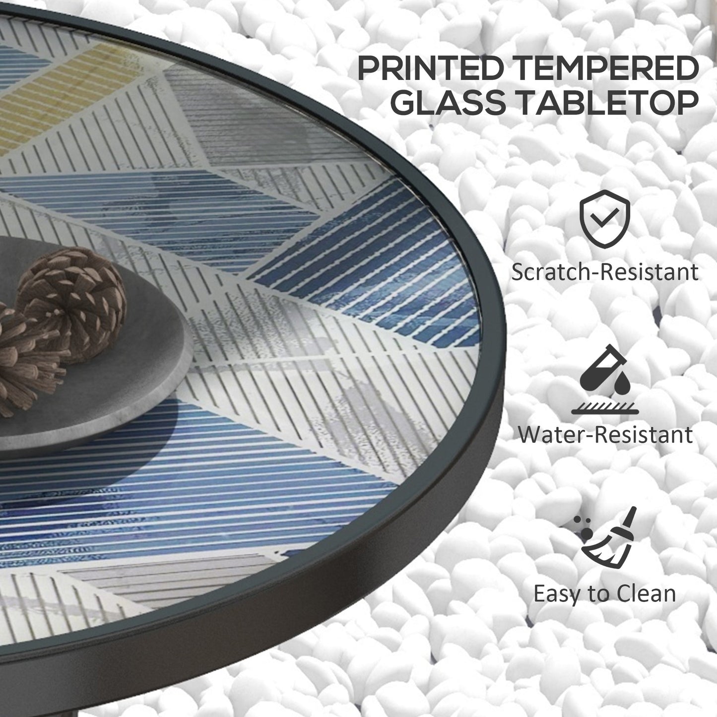 Bahavi Glass Top Multicolour Round Garden Table