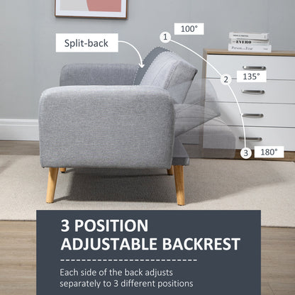 Dodi Minimalist Light Grey 3 Seater Sofa Bed With Panel Tufted Back Design