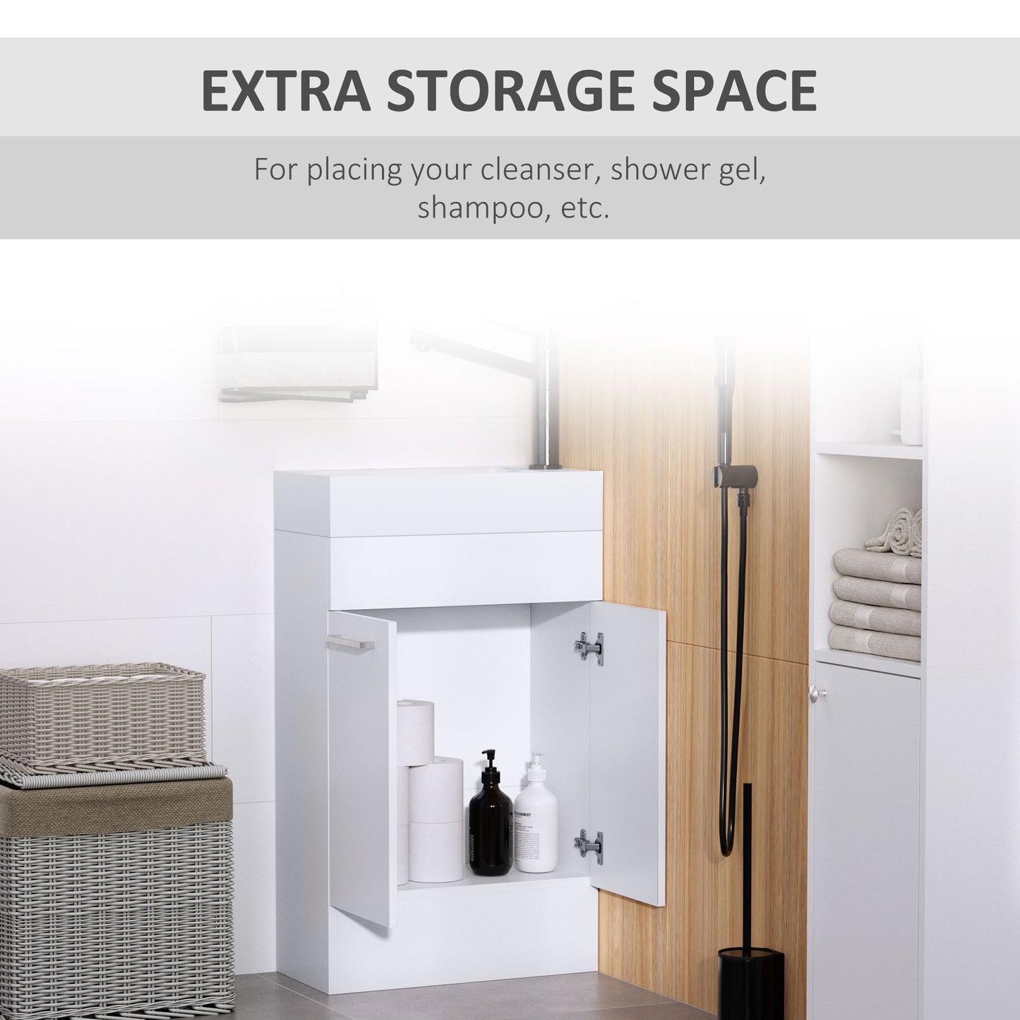 Rare Yomi Under Sink Bathroom Vanity Unit With Ceramic Basin For Cloakroom Use