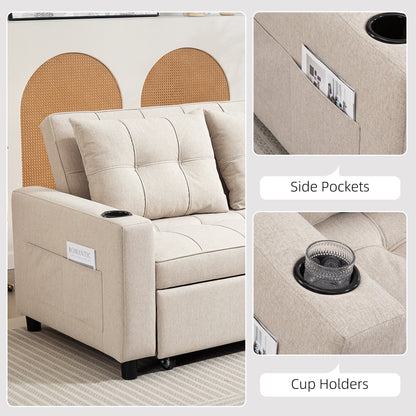 Kari Fabric Beige 2 Seater Pull Out Sofa Bed