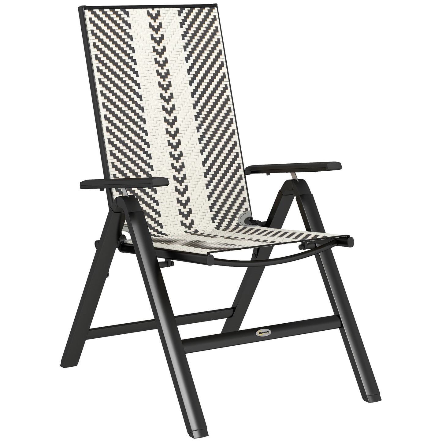 Tatoba Rattan Black Reclining Outdoor Garden Chairs With Adjustable Backrest