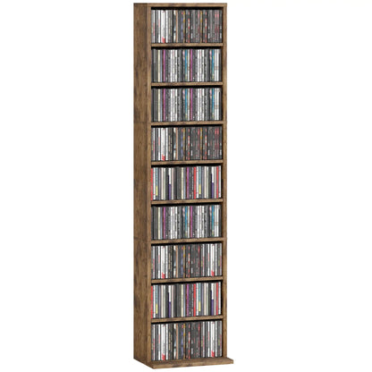 Alste 140cm Wooden Rustic Brown Narrow Bookcase Storage Unit