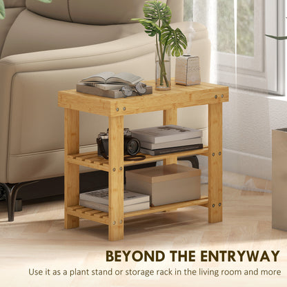 Tono Keel Bamboo Natural 2 Tier Shoe Storage Bench