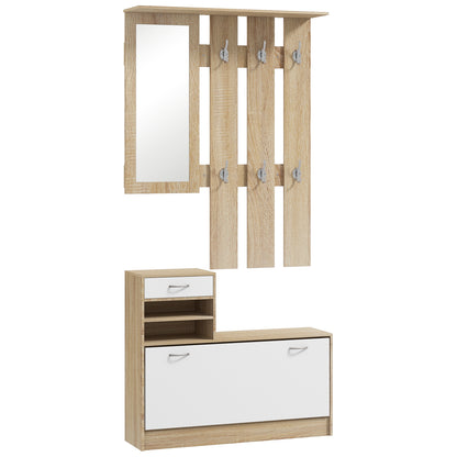 Haelna Natural Wood And White 3 In One Hallway Storage Set
