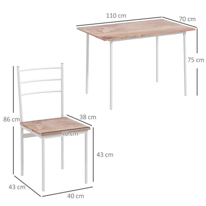 Hayoka Wooden Brown And White 5 Piece Compact Dining Table And Chair Set