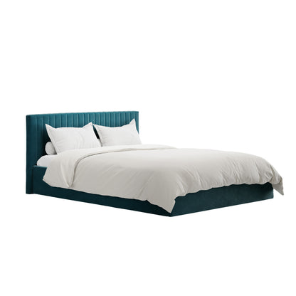 Dublin Teal Blue 4ft6 Double Ottoman Bed with Ribbed Headboard