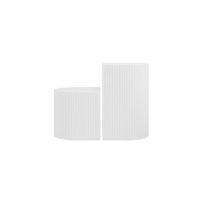 Set of 2 Tabelle Minimalist Reed White Side Tables