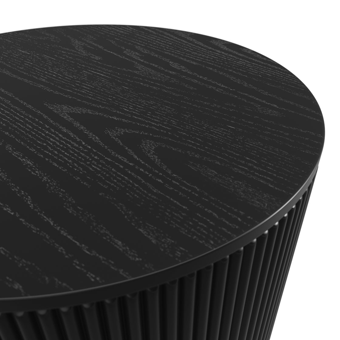 Treecool Black Wood Reeded Round Coffee Table