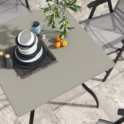 Coel Steel Grey And Black 4 Seater Garden Table With Parasol Hole