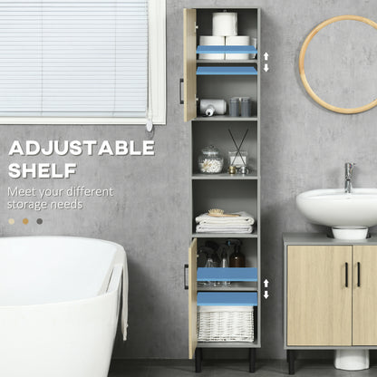 Tokafa Bathroom Furniture Set With Tall Cabinet And Under Sink Storage In Grey