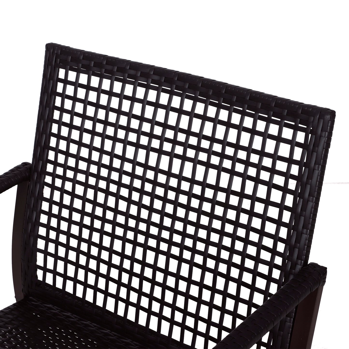 Madile Brown Rattan 3 Piece Bistro Set With Rocking Chairs And Round Glass Coffee Table