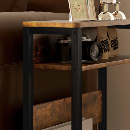Novizi Metal And Wooden Black And Brown Industrial Style Side Table