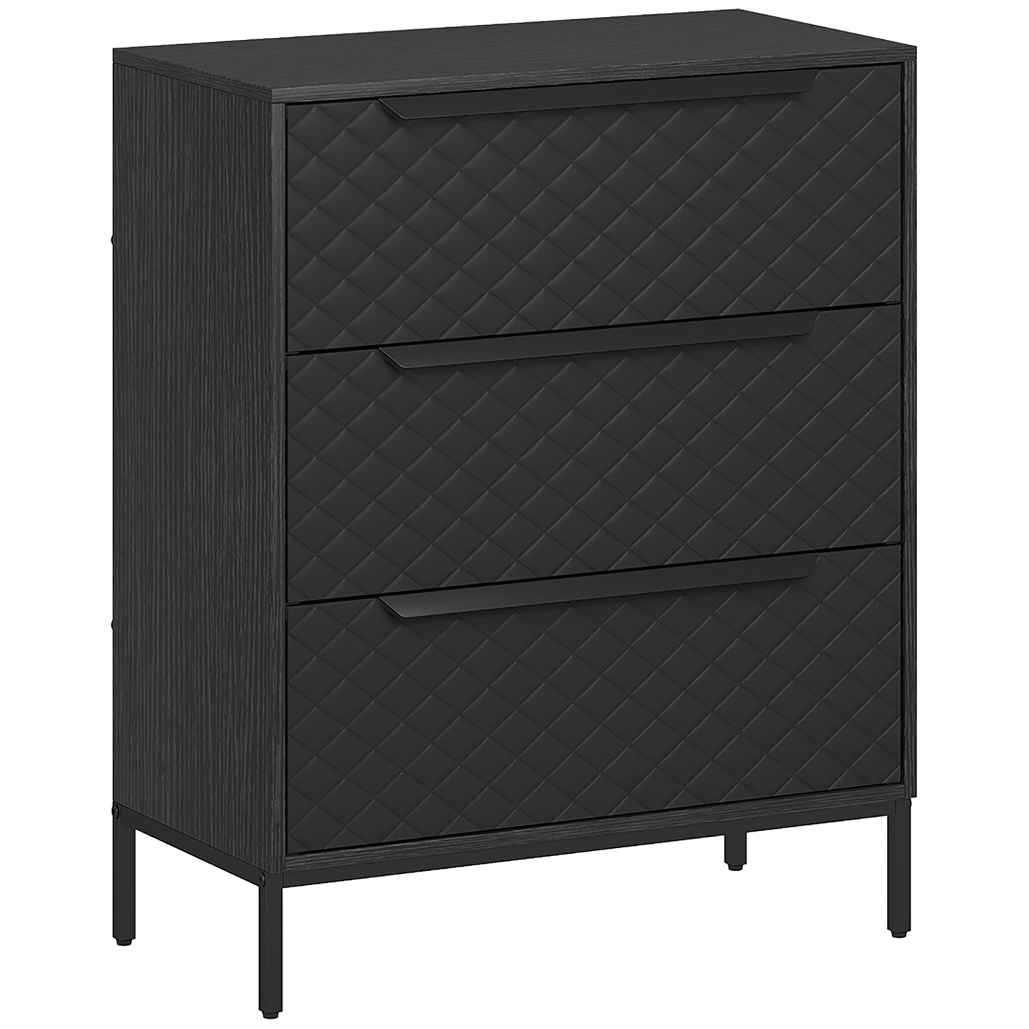 Salimo Metal Black 3 Fabric Drawer Storage Dresser