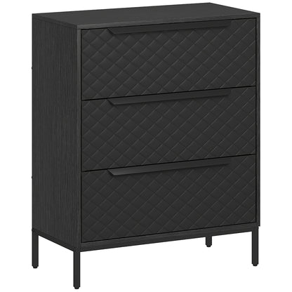 Salimo Metal Black 3 Fabric Drawer Storage Dresser