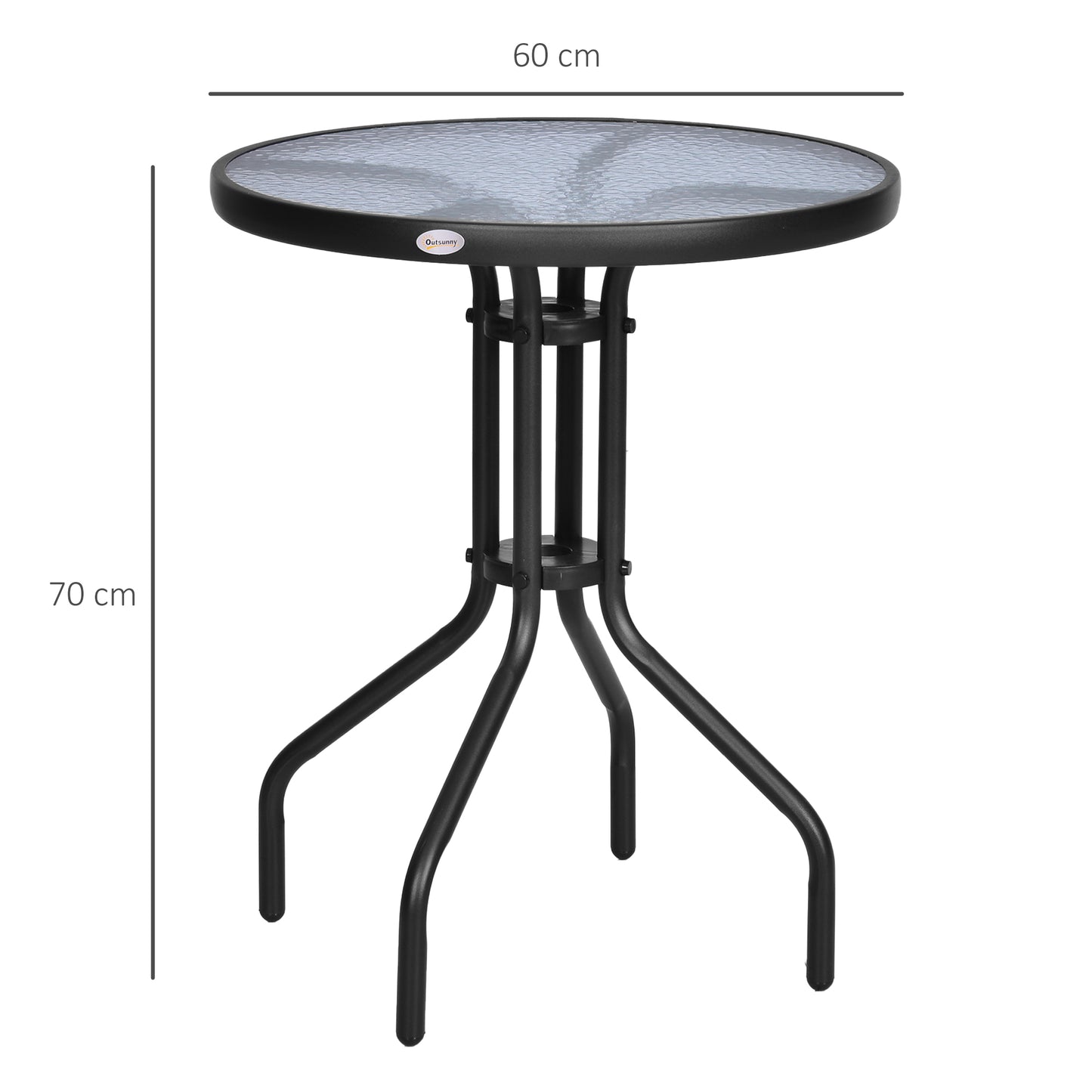 Rano Metal And Tempered Glass Outdoor Garden Round Bistro Coffee Table