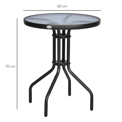 Rano Metal And Tempered Glass Outdoor Garden Round Bistro Coffee Table