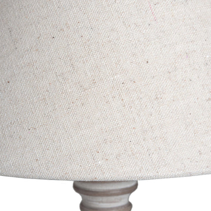 Turin Rustic Tall Distressed Grey Wooden Table Lamp with Cream Linen Shade