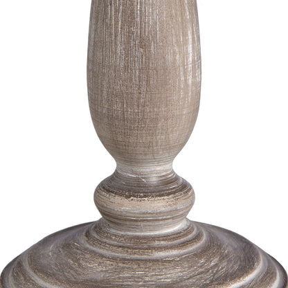 Naples Farmhouse Rustic Grey Wooden Table Lamp with Cream Linen Shade
