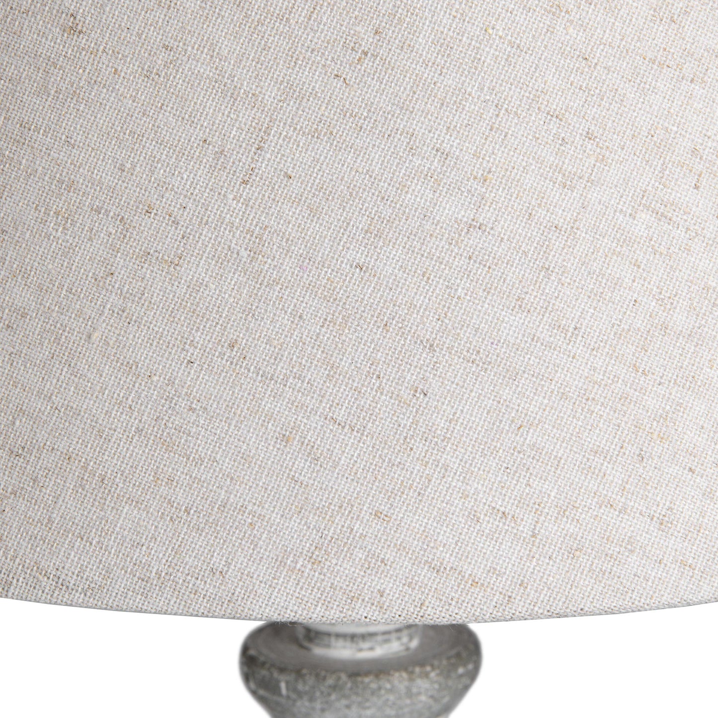 Milan Distressed Grey Farmhouse Carved Wooden Table Lamp with Cream Linen Shade