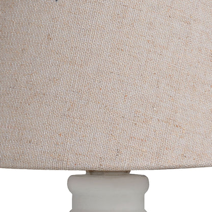 Rome White Washed Wooden Table Lamp with Natural Linen Shade