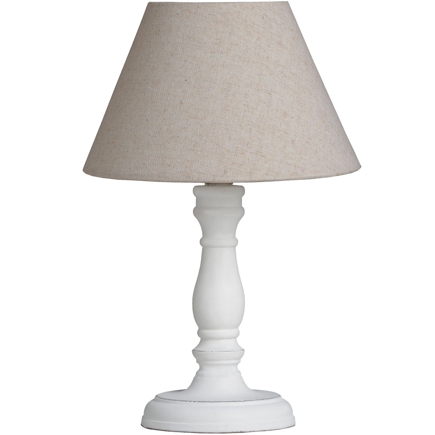 Rome White Washed Wooden Table Lamp with Natural Linen Shade