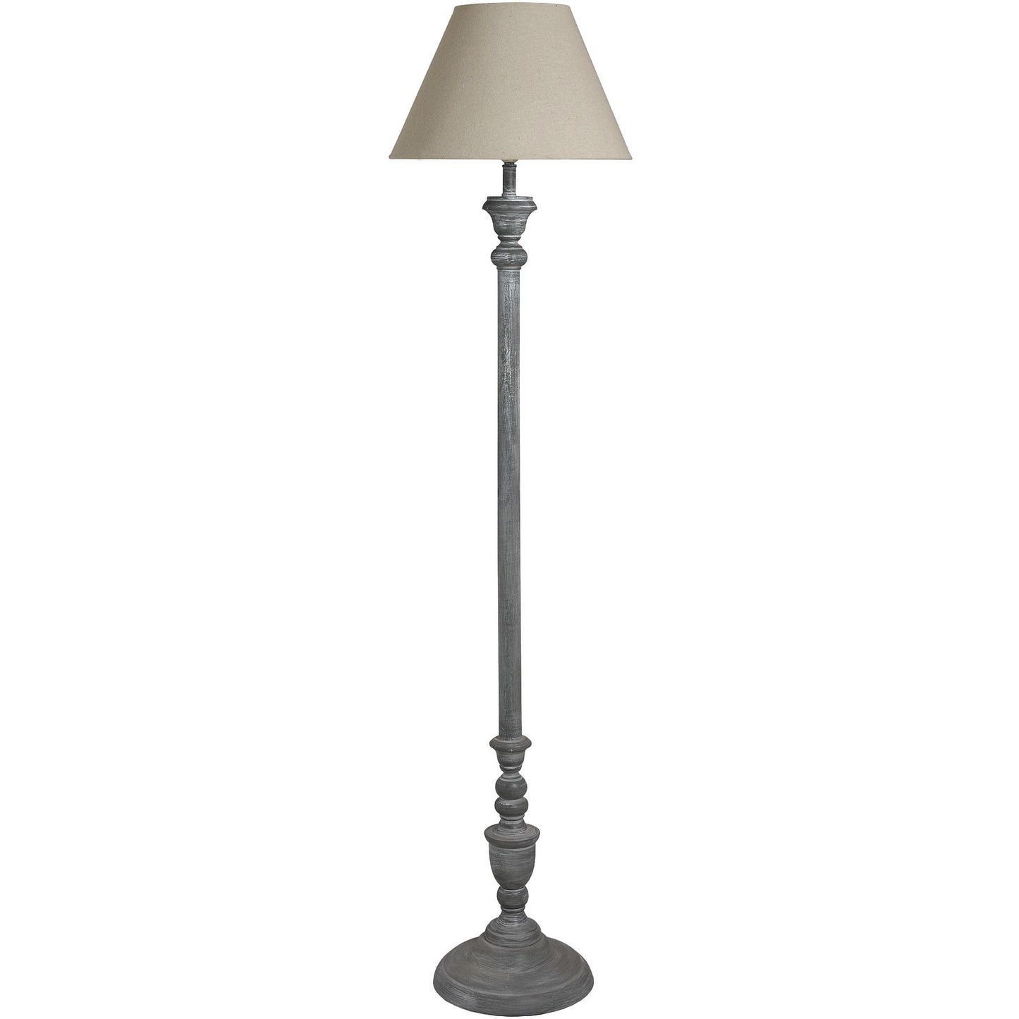 Baux Slim Turned Pillar Grey Washed  Floor Lamp