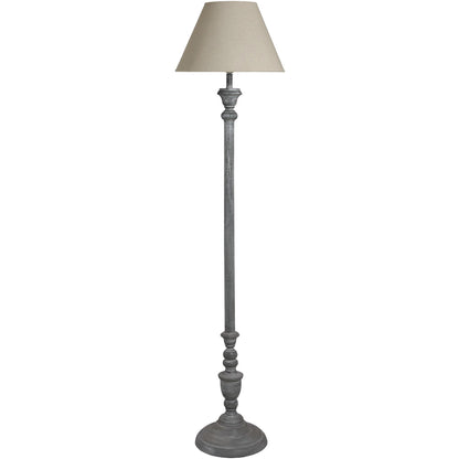 Baux Slim Turned Pillar Grey Washed  Floor Lamp