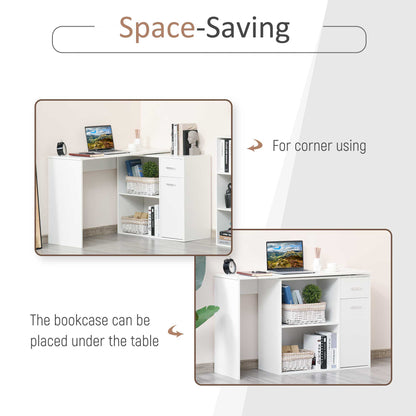 Conono 173cm Wooden White Wood Grain L Shaped Desk With Drawer Shelves And Storage Cabinet
